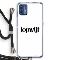 Topwijf Wit: Motorola Moto G9 Plus Transparant Hoesje met koord
