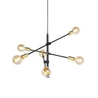 QAZQA Industriële hanglamp zwart en goud 78 cm 6-lichts - Sydney - thumbnail