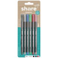 share 4-0006-6 Fineliner Zwart, Grijs, Blauw, Groen, Rood, Oranje 0.4 mm 1 set(s)