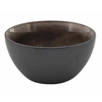 Kommetje/serveer schaaltje Samos - antraciet/taupe - 1x - 14 x 7 cm - keramiek - soepkommen