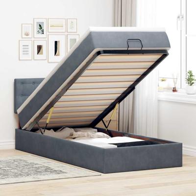 Ottoman bed met matras en LED's 90x200cm fluweel donkergrijs