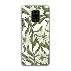 Wit bloemenpatroon: Xiaomi Redmi Note 9 Pro Transparant Hoesje