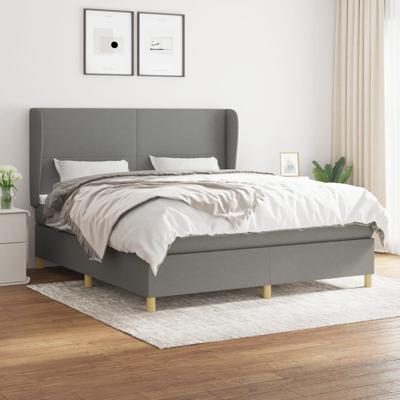 Boxspring met matras stof donkergrijs 160x200 cm