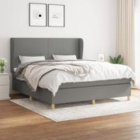 Boxspring met matras stof donkergrijs 160x200 cm