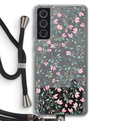 Sierlijke bloemen: Samsung Galaxy S21 FE Transparant Hoesje met koord