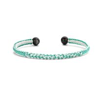 Frank 1967 7FB-0448 Armband staal bangle turquoise-wit koord 66 x 49 mm