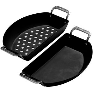 Kamado Joe Karbon Steel Half Moon Pan set bak-/braadpan