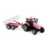 Kids Globe Globe Die-cast Tactor met Aanhanger Roze - thumbnail