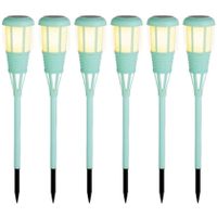6x stuks solar tuinfakkel/tuinlamp turquoise op zonne-energie 61 cm
