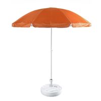 Oranje strand/tuin basic parasol van nylon 200 cm + parasolvoet wit