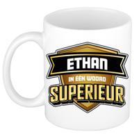 Naam mok Ethan - wit - Superieur - keramiek - 300 ml - cadeau collega beker