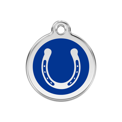 Horse Shoe Navy roestvrijstalen hondenpenning medium/gemiddeld dia. 3 cm - Reddingo