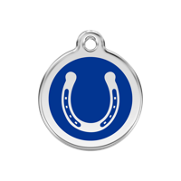 Horse Shoe Navy roestvrijstalen hondenpenning medium/gemiddeld dia. 3 cm - Reddingo