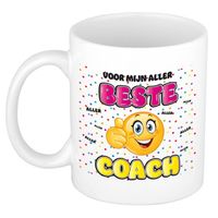 Bellatio Decorations cadeau mok voor coach - grappig - keramiek - 300 ml - beste coach - feest mokken