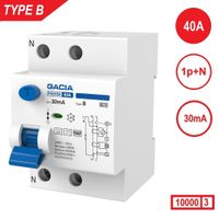 Aardlekschakelaar 1p+N 40A 30mA Type B 10 kA Gacia zonnepanelen en laadpalen