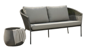Reims lounge bench 2-seater 173x81x83,5 light grey alu/rope anthracite Eurofar - Eurofar