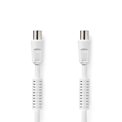 Nedis CSGL40020WT10 Coaxkabel Iec (coax) Male Iec (coax) Female Vernikkeld 120 Db 75 Ohm Viervoudig Afgeschermd 1.00 M Rond Pvc Wit Label
