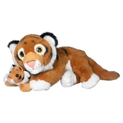 Nature Planet Pluche tijgers knuffels - 22 cm - Moeder en jong knuffeldieren Nature Planet Pluche tijgers knuffels - 22 cm - Moeder en jong knuffeldieren