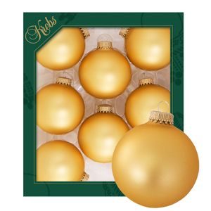 Kerstballen - 8x stuks - geel/ goud - glas - 7 cm - mat