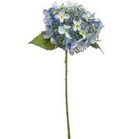 Kunstbloem Hortensia tak - 50 cm - licht blauw - kunst zijdebloem - Hydrangea - decoratie bloem - thumbnail