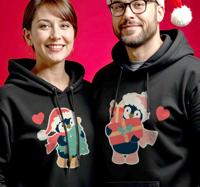 Pinguinpaar verliefd op kerstmis koppels t-shirts
