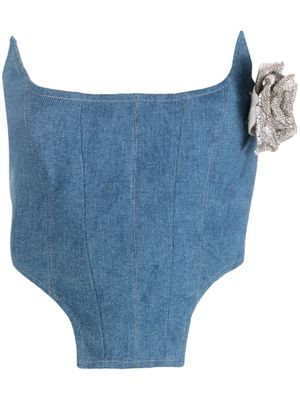 Giuseppe Di Morabito corset en jean à applique fleur - Bleu