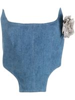 Giuseppe Di Morabito corset en jean à applique fleur - Bleu