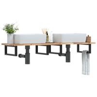 Badkamer wandschap staal en massief acaciahout