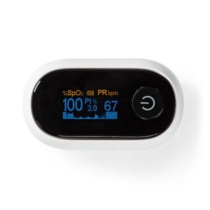 Nedis SmartLife Pulse Oximeter | Bluetooth® | OLED-Scherm | Anti-bewegingsinterferentie / Auditief alarm / Polsslag / Zuurstofverzadiging (SpO2) | Wit