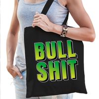 Bullshit fun tekst cadeau tas zwart dames - thumbnail