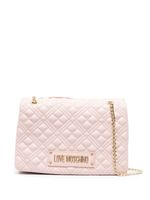 Love Moschino sac porté épaule matelassé à plaque logo - Rose