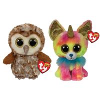 Ty - Knuffel - Beanie Boo's - Percy Owl & Yips Chihuahua - thumbnail