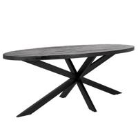 Giga Meubel - Eettafel Mansour Ovaal Zwart Mangohout 160cm - thumbnail