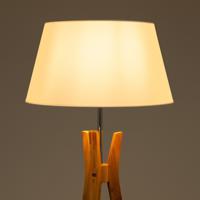 Staande lamp hout Vloerlamp 'Qais' stoffen kap poten witte kap 153cm