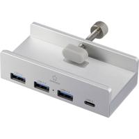 Renkforce RF-ACHB-350 USB 3.1 Gen 1-hub 1 + 3 poorten Met aluminium behuizing Zilver