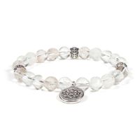 Mala Armband Bergkristal Elastisch met Lotus - thumbnail