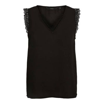 VERO MODA top VMPOEL van gerecycled polyester zwart