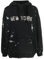 R13 paint-splatter distressed-effect hoodie - Noir - thumbnail