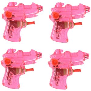 Mini waterpistool - 4x - roze - kunststof - 8 centimeter - zomer speelgoed