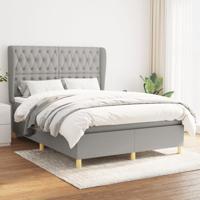 Boxspring met matras stof lichtgrijs 140x190 cm