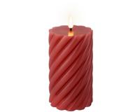 Lumineo Led kaars vlam swirl donkerroze 15cm