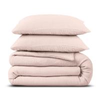 Sale: -49% | Dekbedovertrek Percale-Katoen - Mousseline - Roze - Eenpersoons (140x200 Cm) - Roze Percale Katoen Katoen Mousseline - Effen - Dreamhouse - Dekbed-Discounter.nl