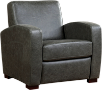 Donkergrijze leren landelijke fauteuil Kindly - poot hout zwart - Vintage Leer Grey (donkergrijs leer)