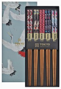 Tokyo Design Studio - Chopsticks Set - Eetstokjes Met Giftbox - Crane - 5 stuks