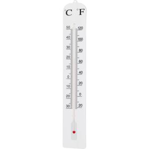 Binnen/buiten thermometer XXL- Wit - kunststof - 45 x 10 cm - binnen/buiten