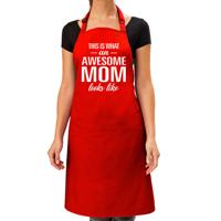 Cadeau Keuken / kook schort - rood - this is what an awesome mom looks like - dames - Moederdag