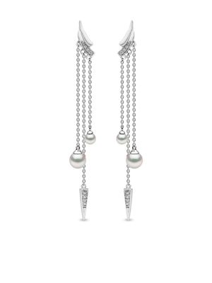 Yoko London boucles d'oreilles pendantes Trend en or blanc 18ct à perles pavées de diamants - Argent