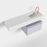 Toiletmeubel Mondiaz Andor | 100 cm | Meubelkleur Cale | Lex vrijhangend wastafel Talc Rechts | 1 kraangat