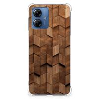 Stevig Telefoonhoesje voor Motorola Moto G14 Wooden Cubes