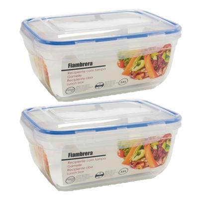 Vivalto vershoudbakje - 4x - met deksel - 2300 ml - Voedsel bewaar bakjes - kunststof